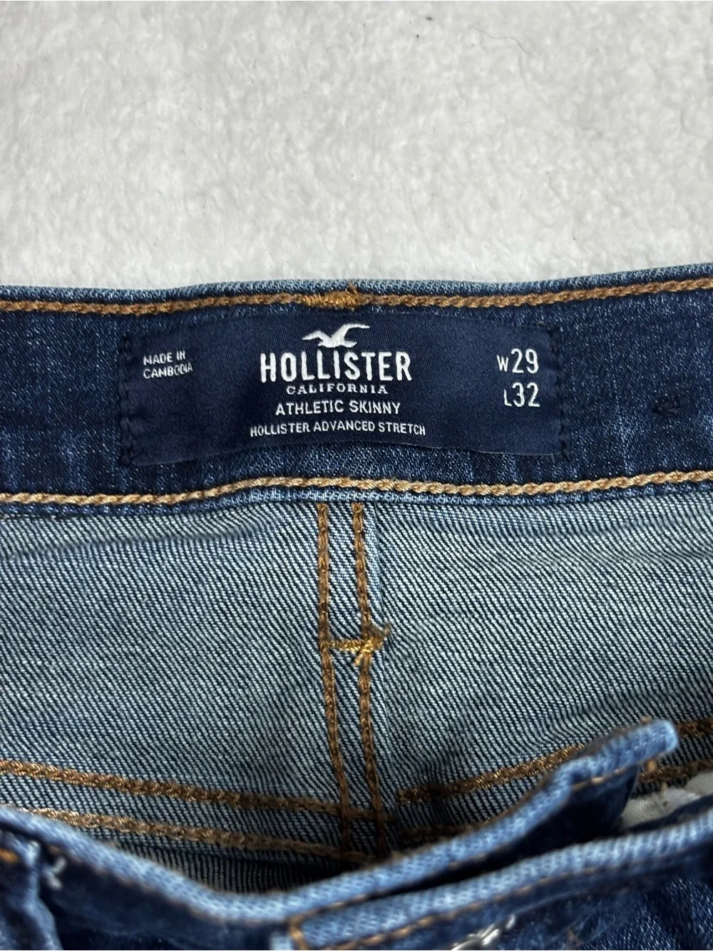 Men’s Hollister Athletic Skinny Stretch Jeans W29 L32 Dark Wash Denim EUC